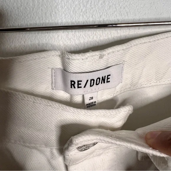 Re/Done 90’s High Rise Loose in White With Rips